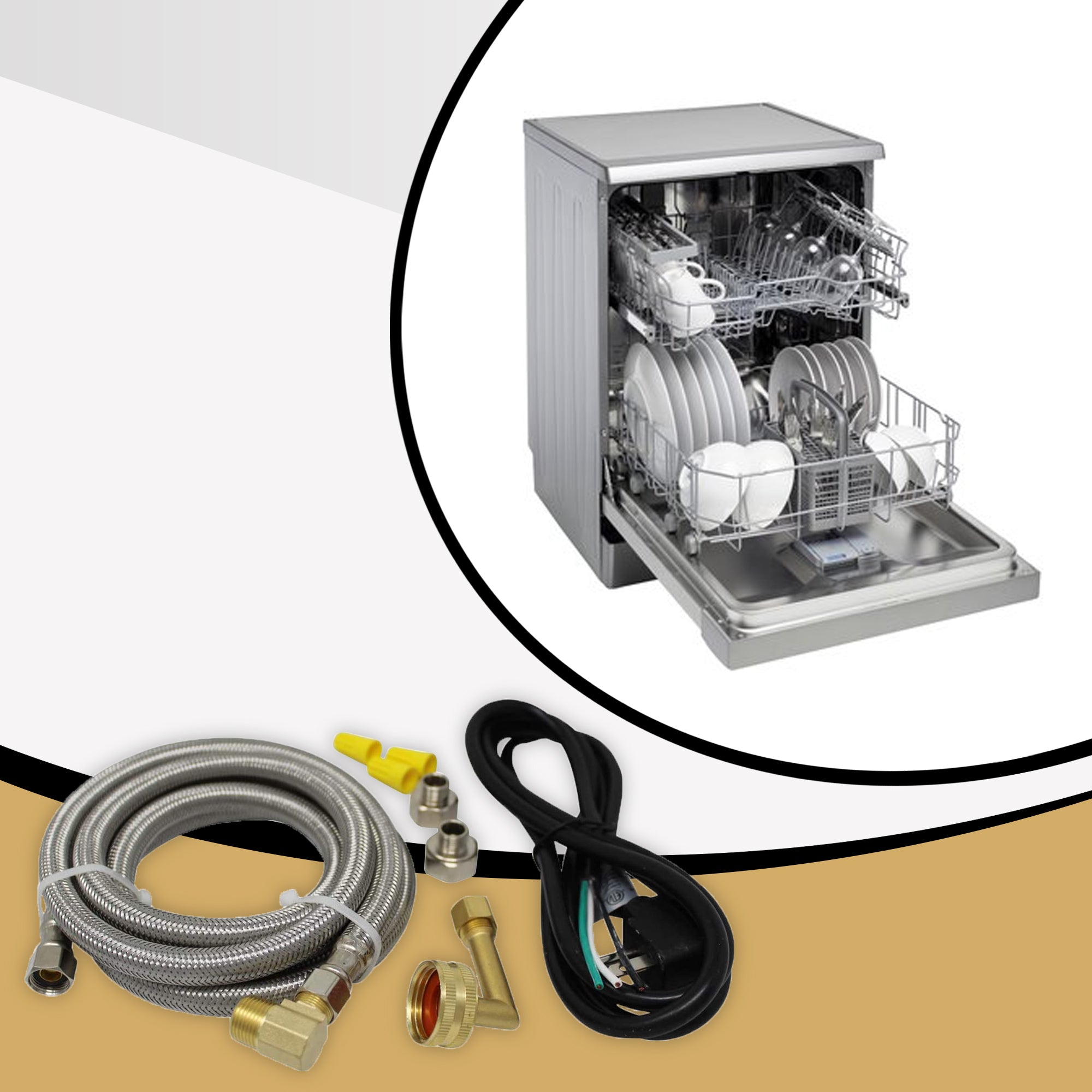 Universal Dishwasher Installation Kit with 6' Connector and Power